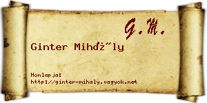 Ginter Mihály névjegykártya