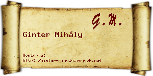 Ginter Mihály névjegykártya